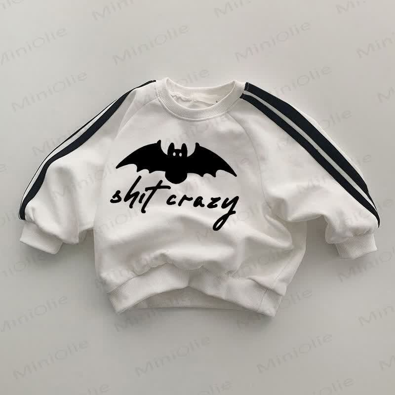 CRAZY Baby Bat Print White Sweatshirt - White - 2-3T - image 1