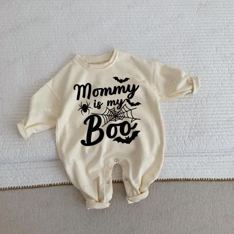 MOMMY IS MY BOO Baby Slogan Beige Romper - Beige - 2-3T - image 1