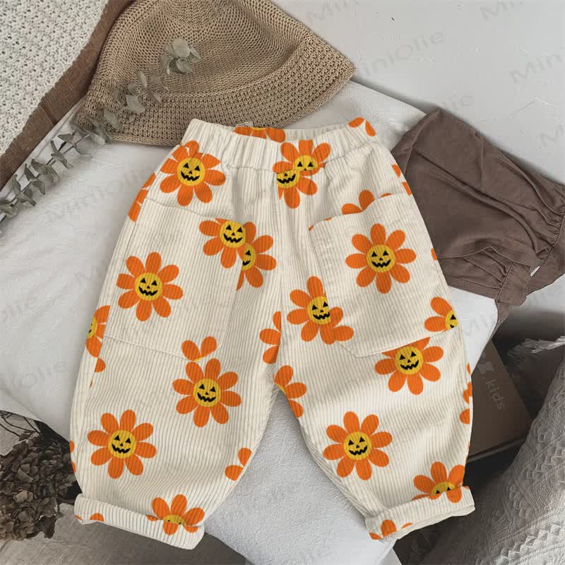 Baby Toddler Halloween Funny Flower Corduroy Pants - Off-White - 2-3T - image 1