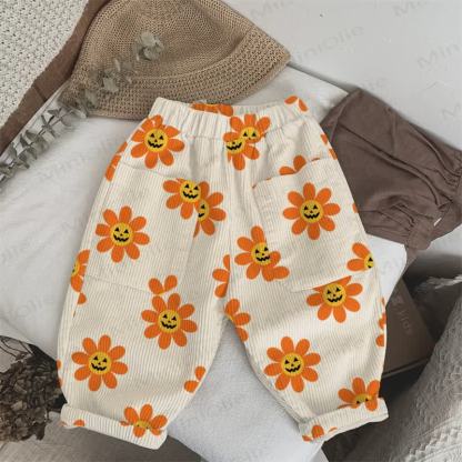 Baby Toddler Halloween Funny Flower Corduroy Pants - Off-White - 2-3T - image 1