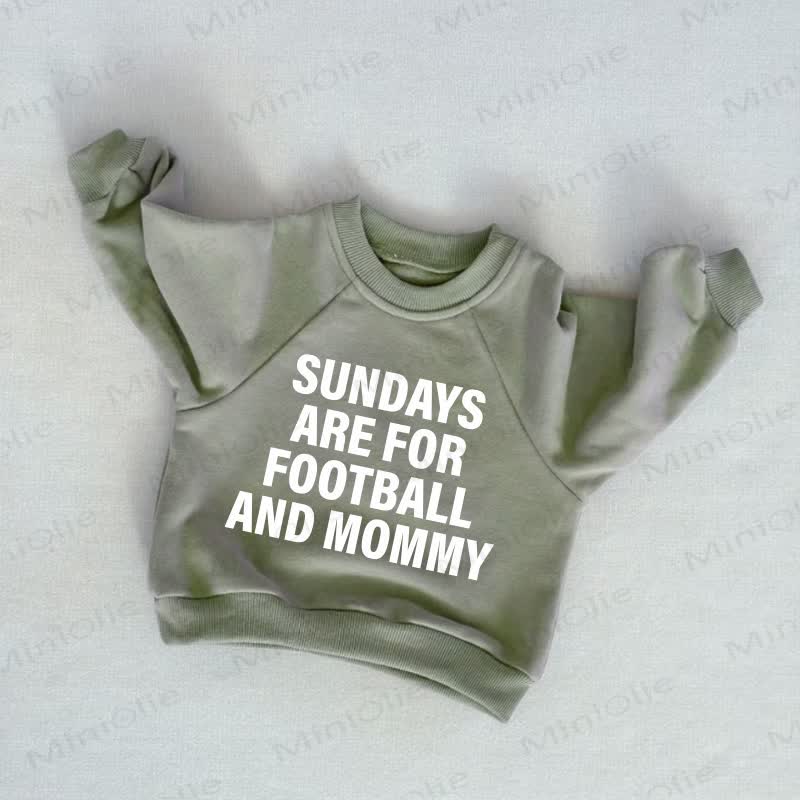 SUNDAYS ARE FOR FOOTBALL AND DADDY/MOMMY Baby Toddler Grey Green Sweatshirt - Grey Green: MOMMY - 3-5T - image 2