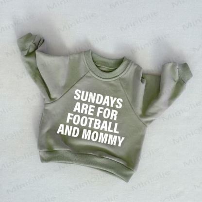 SUNDAYS ARE FOR FOOTBALL AND DADDY/MOMMY Baby Toddler Grey Green Sweatshirt - Grey Green: MOMMY - 3-5T - image 2