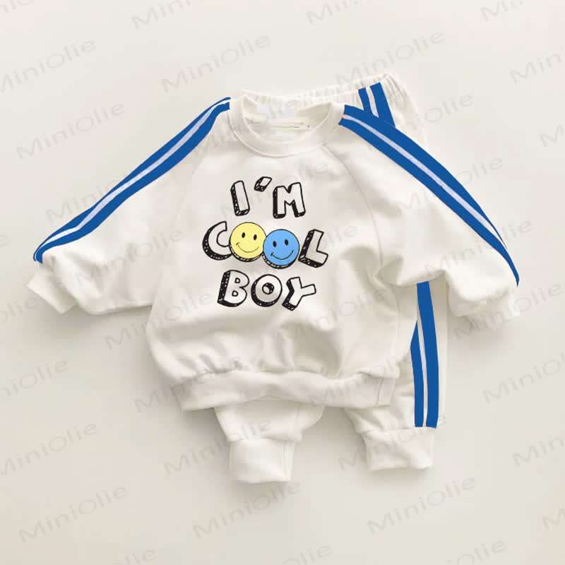 I'M COOL BOY Blue Striped 2-piece Set - White&Blue - 3-5T - image 1
