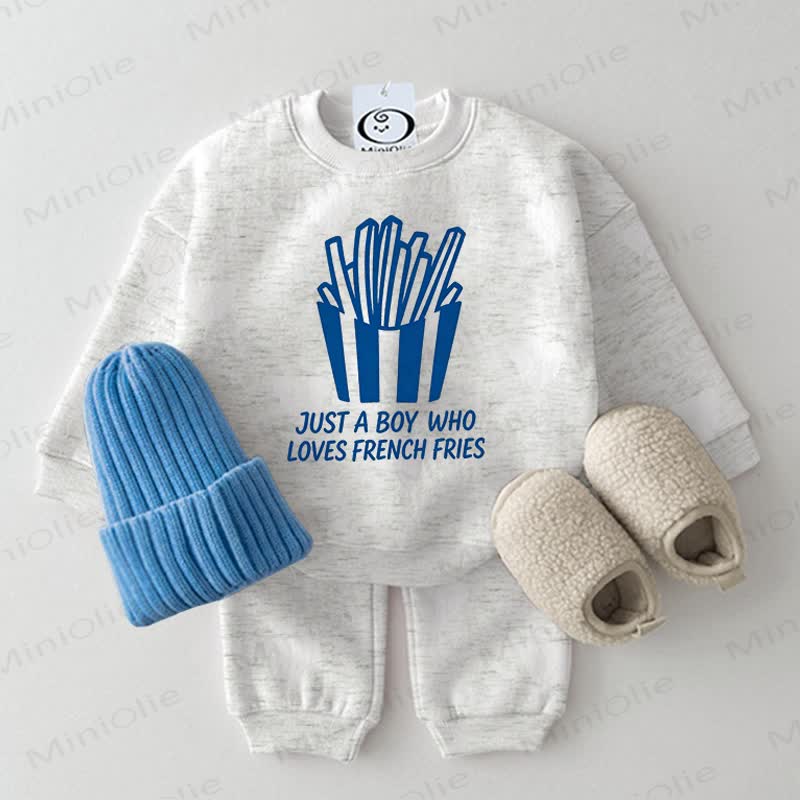 JUST A BOY WHO LOVES FRENCH FRIES Baby 2-piece Light Grey Set - Light Grey - 2-3T - image 1