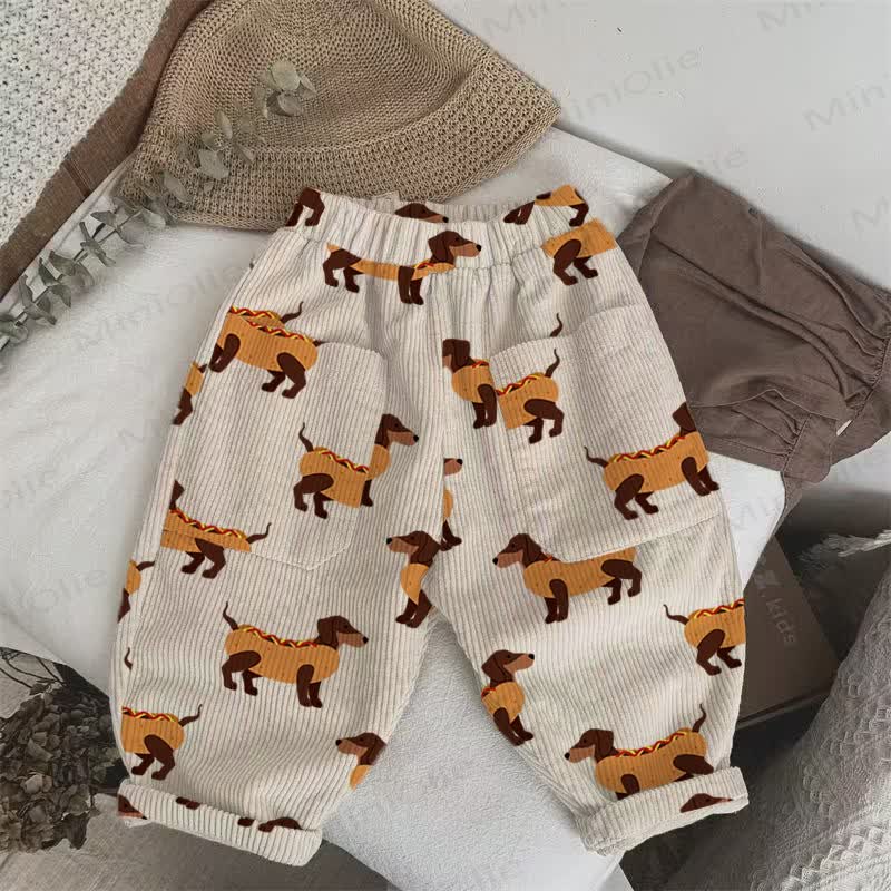 Baby Toddler Dachshund Corduroy Pants - Off-White - 2-3T - image 1