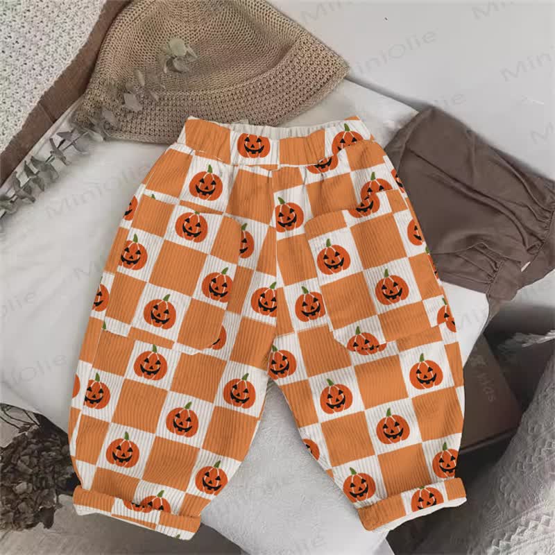 Baby Toddler Checkerboard Pumpkin Cord Pants - Orange - 5-7T - image 1