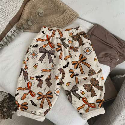 Baby Toddler Bow Bat Flower Cord Pants - Beige - 5-7T - image 1