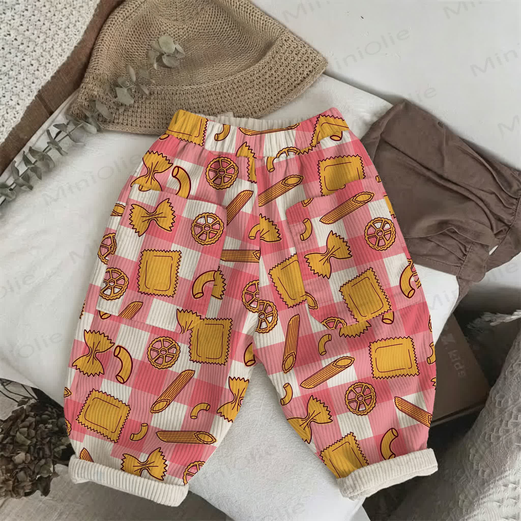 Baby Toddler Checkerboard Macaroni Cord Pants - Pink - 5-7T - image 1