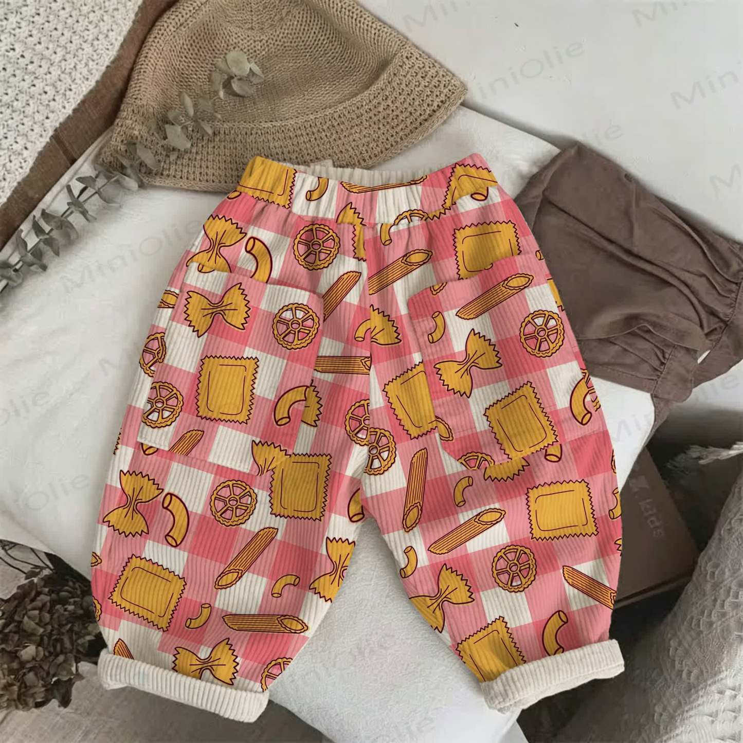Baby Toddler Checkerboard Macaroni Cord Pants - Pink - 5-7T - image 1