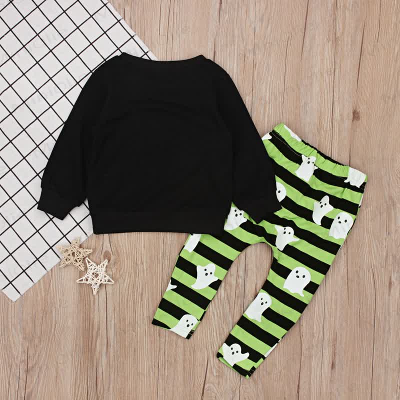 Toddler Boys Halloween Smiley Face Sweatshirt and Striped Pants 2-piece Set - image 4