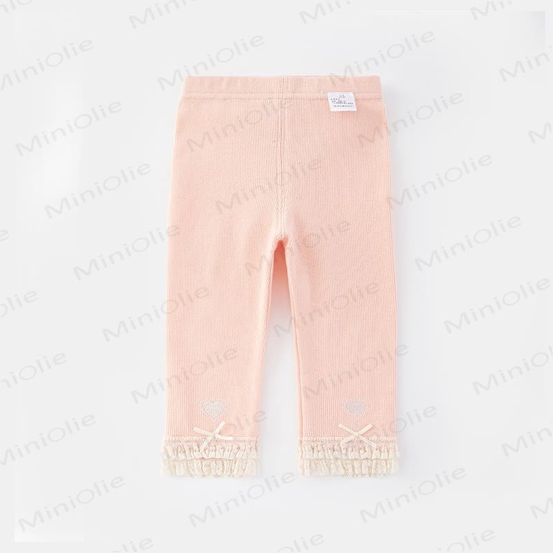 Baby Rib Lace Trim Heart Leggings - Pink - 3-4T - image 10