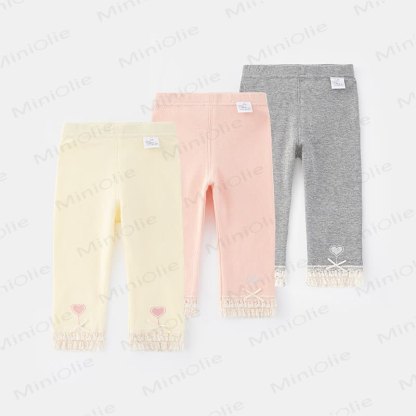 Baby Rib Lace Trim Heart Leggings - image 1
