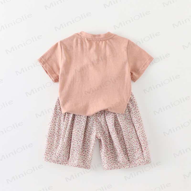 Baby Pink Bunny Tee and Floral Pants 2-piece Set - image 2