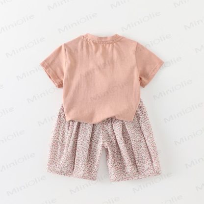 Baby Pink Bunny Tee and Floral Pants 2-piece Set - image 2