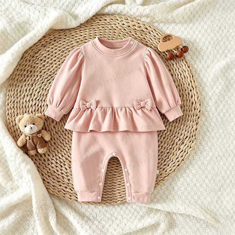 Baby Ruffle Bow Fake 2pcs Romper - image 3
