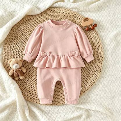Baby Ruffle Bow Fake 2pcs Romper - image 3