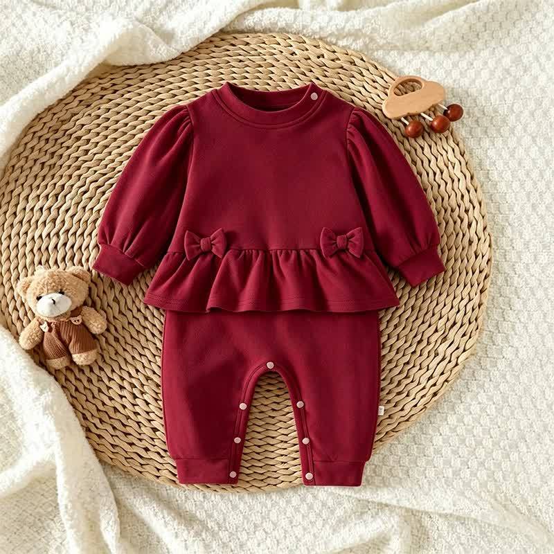 Baby Ruffle Bow Fake 2pcs Romper - image 8
