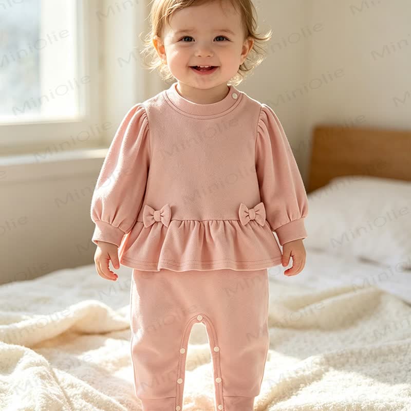 Baby Ruffle Bow Fake 2pcs Romper - image 5
