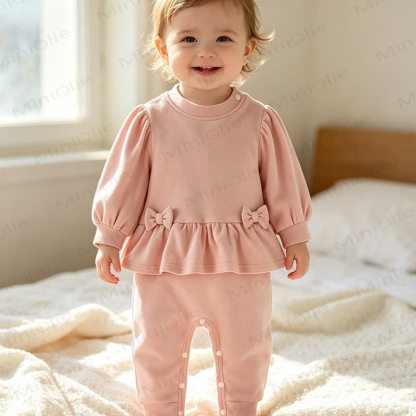 Baby Ruffle Bow Fake 2pcs Romper - image 5