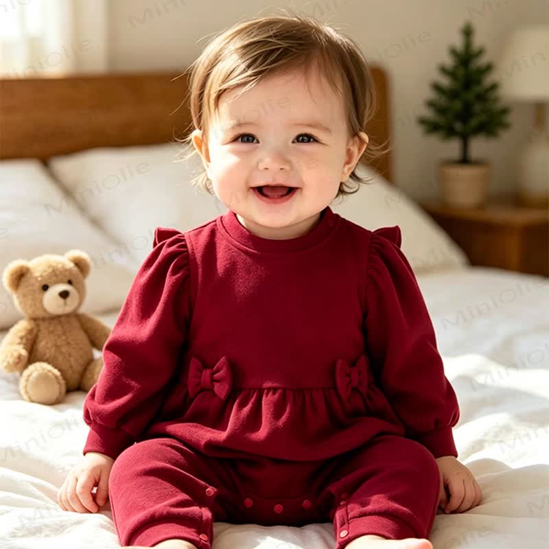 Baby Ruffle Bow Fake 2pcs Romper - image 11