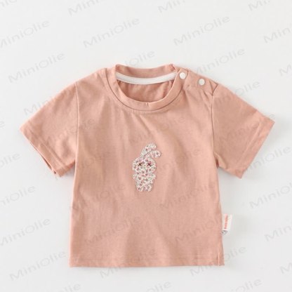 Baby Pink Bunny Tee and Floral Pants 2-piece Set - image 3