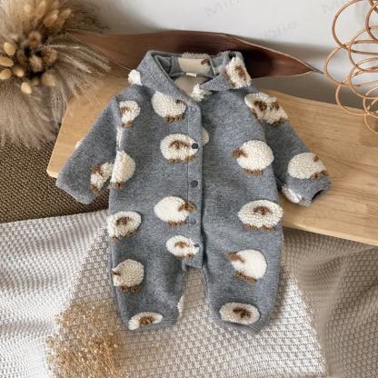 Baby Sherpa Sheep Hooded Romper - image 2