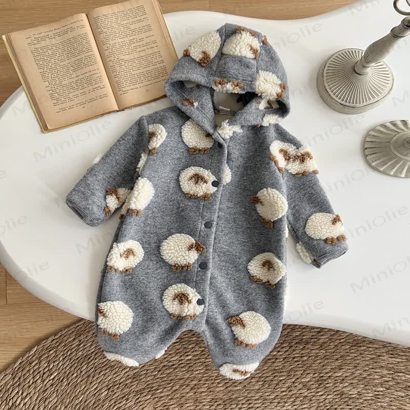 Baby Sherpa Sheep Hooded Romper - image 3