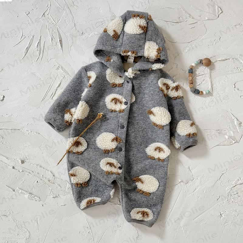 Baby Sherpa Sheep Hooded Romper - image 4