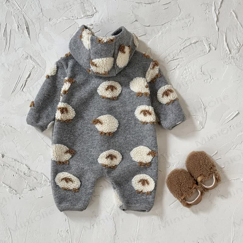 Baby Sherpa Sheep Hooded Romper - image 5