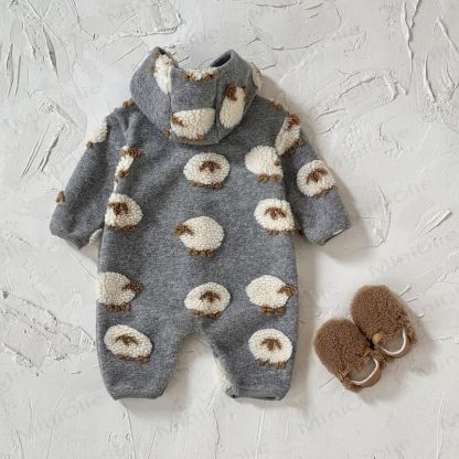 Baby Sherpa Sheep Hooded Romper - image 5