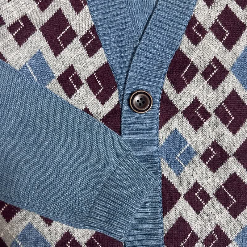 Baby Toddler Argyle Pattern V Neck Button Up Knit Cardigan - image 2