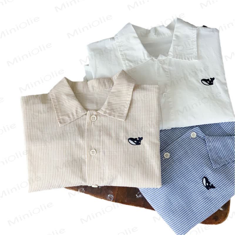 Toddler Striped Whale Embroidered Shirt - image 8