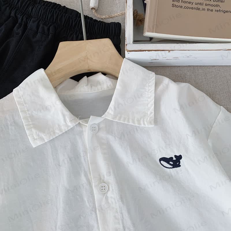 Toddler Striped Whale Embroidered Shirt - image 6