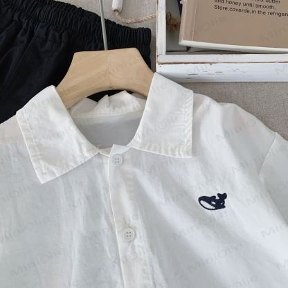 Toddler Striped Whale Embroidered Shirt - image 6