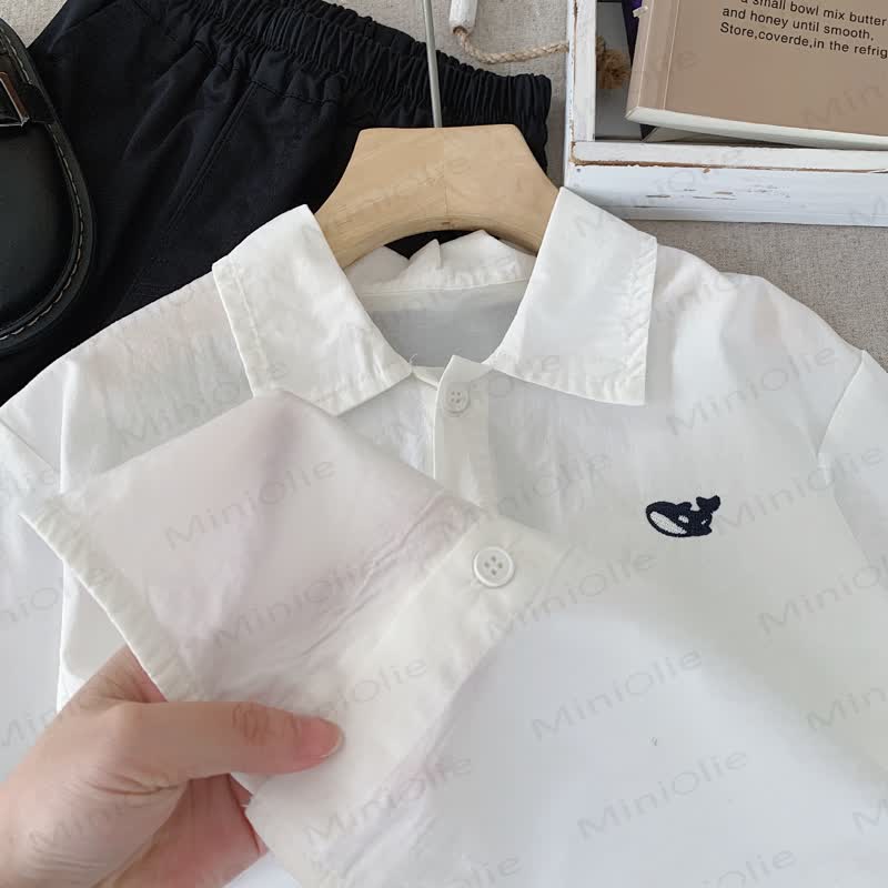 Toddler Striped Whale Embroidered Shirt - image 5