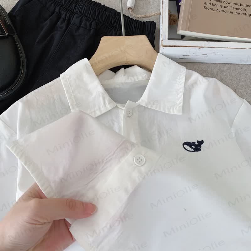 Toddler Striped Whale Embroidered Shirt - image 5