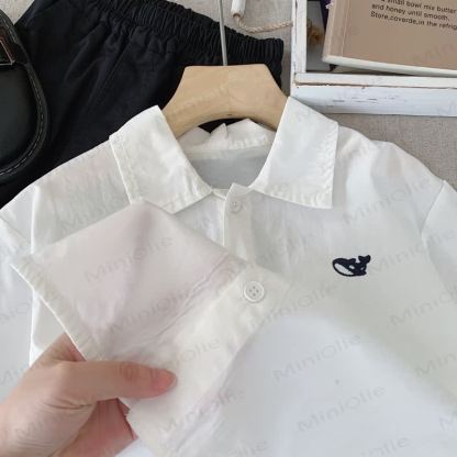 Toddler Striped Whale Embroidered Shirt - image 5