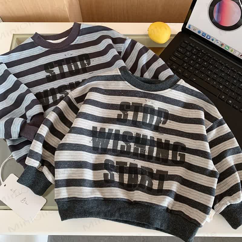 STOP WISHING START Toddler Stripe Sweatshirt - image 1