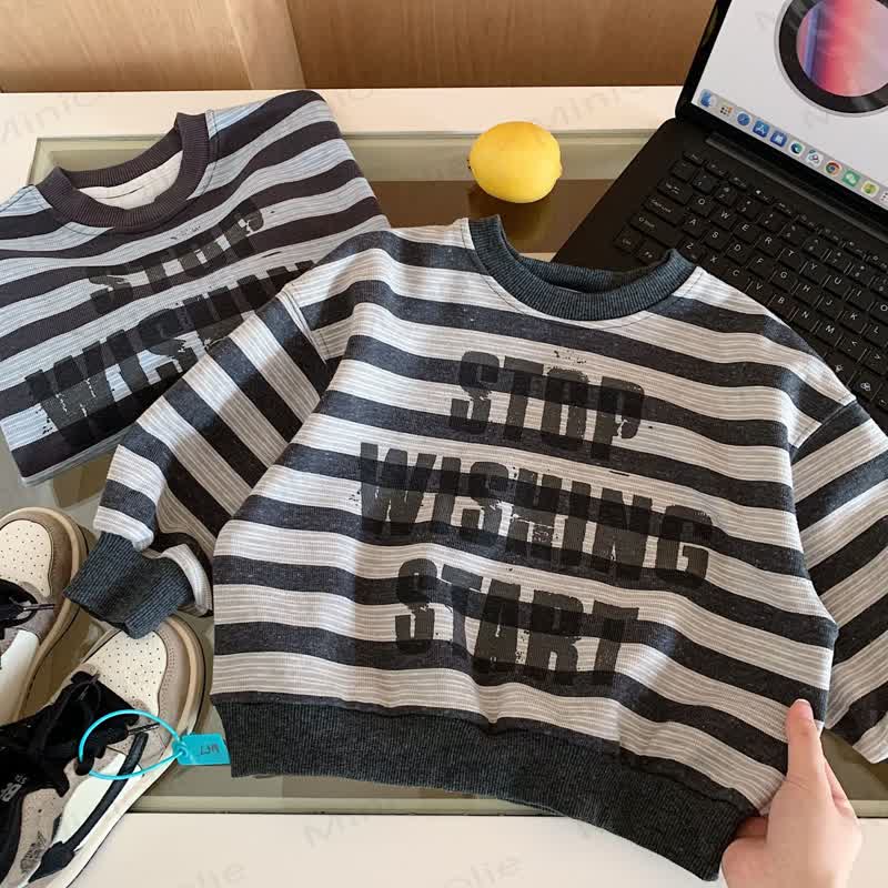 STOP WISHING START Toddler Stripe Sweatshirt - image 4