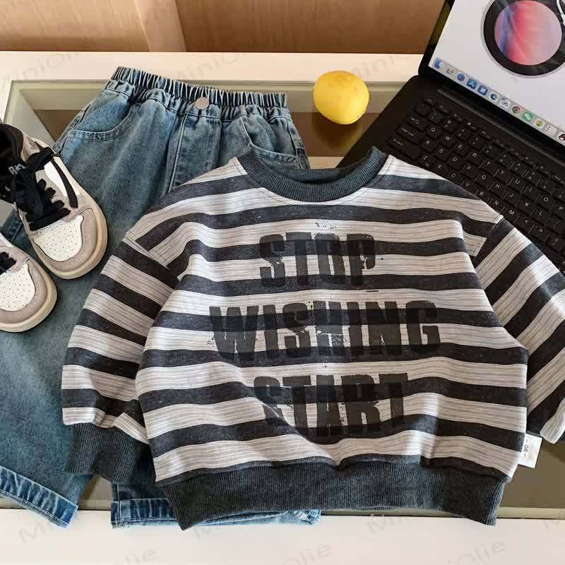 STOP WISHING START Toddler Stripe Sweatshirt - Gray - 8-9T - image 7
