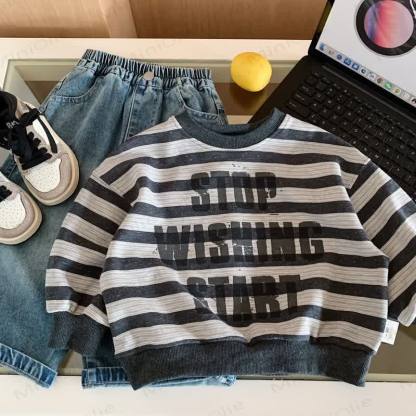 STOP WISHING START Toddler Stripe Sweatshirt - Gray - 8-9T - image 7
