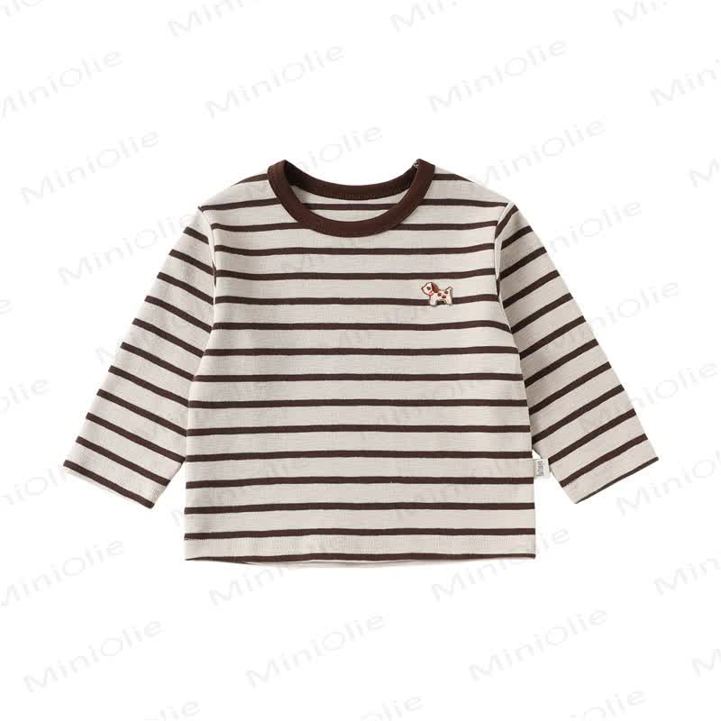 Toddler Puppy Embroidered Stripe T-shirt - Brown - 4-5T - image 2