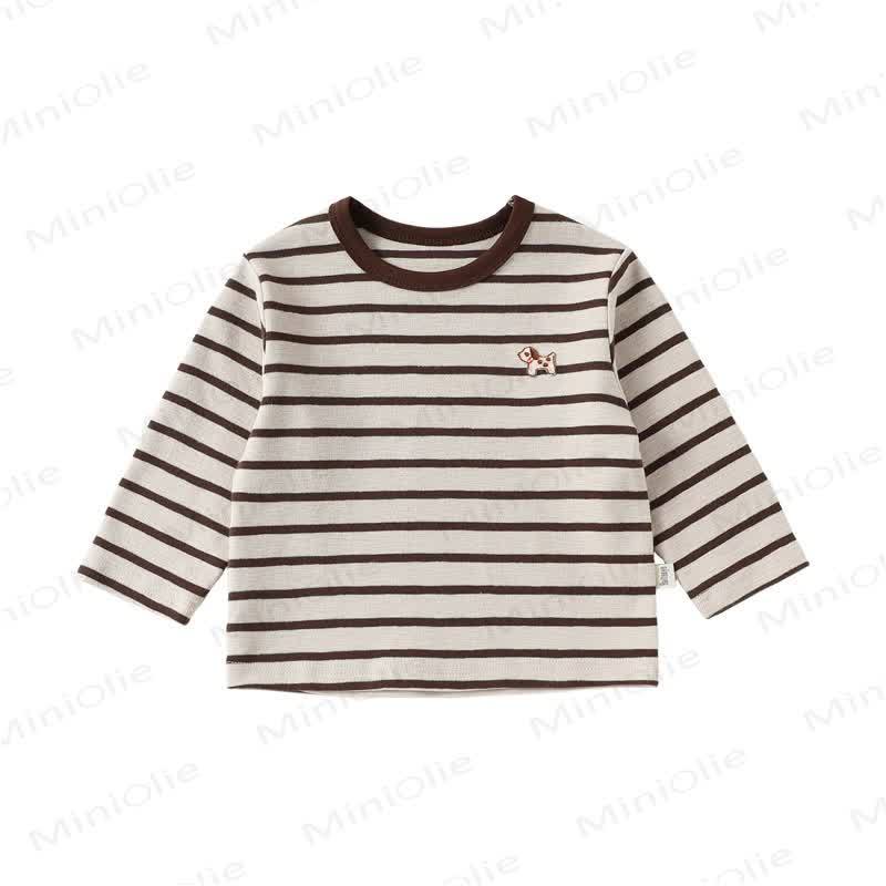 Toddler Puppy Embroidered Stripe T-shirt - Brown - 4-5T - image 2
