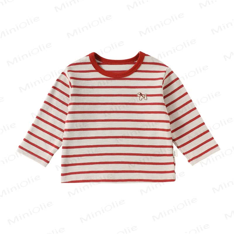 Toddler Puppy Embroidered Stripe T-shirt - Red - 4-5T - image 6