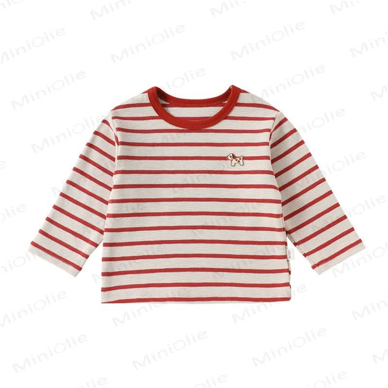 Toddler Puppy Embroidered Stripe T-shirt - Red - 4-5T - image 6