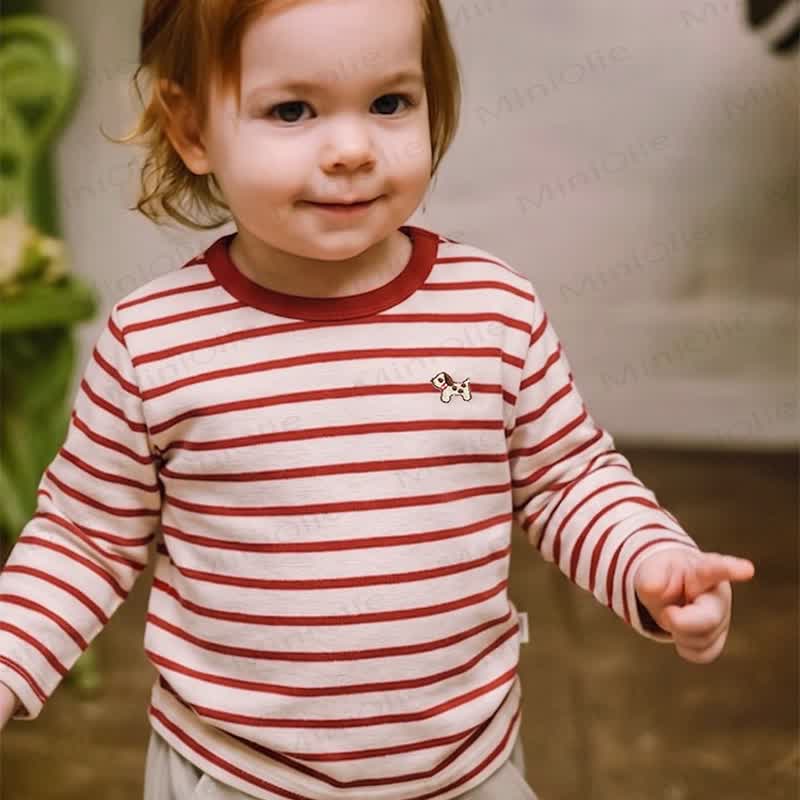 Toddler Puppy Embroidered Stripe T-shirt - image 7