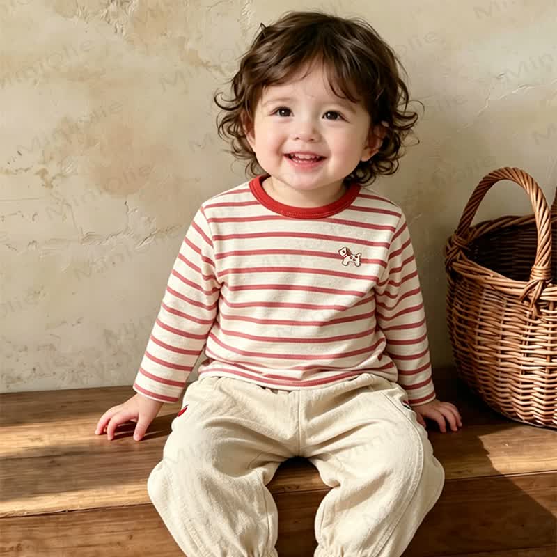 Toddler Puppy Embroidered Stripe T-shirt - image 8