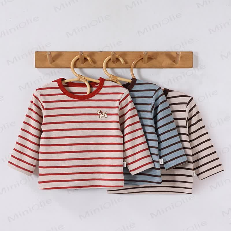 Toddler Puppy Embroidered Stripe T-shirt - image 1
