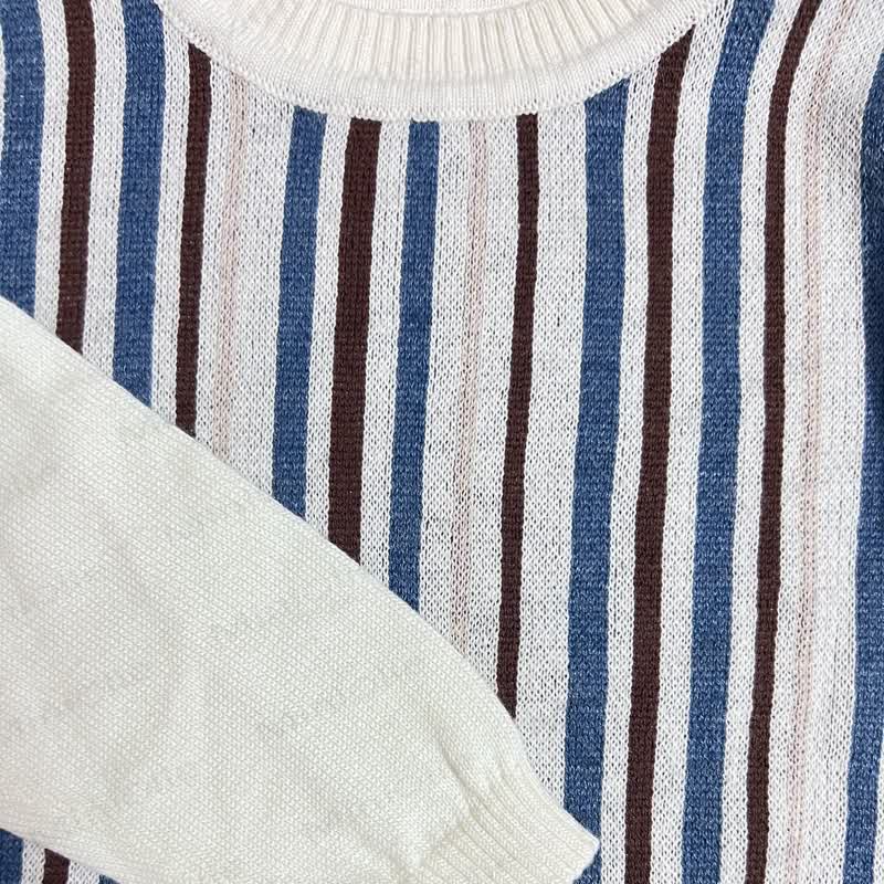 Baby Toddler Color Block Vertical Stripe Crew Neck Knit Sweater - image 2