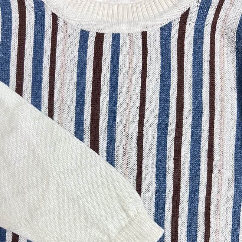 Baby Toddler Color Block Vertical Stripe Crew Neck Knit Sweater - image 2